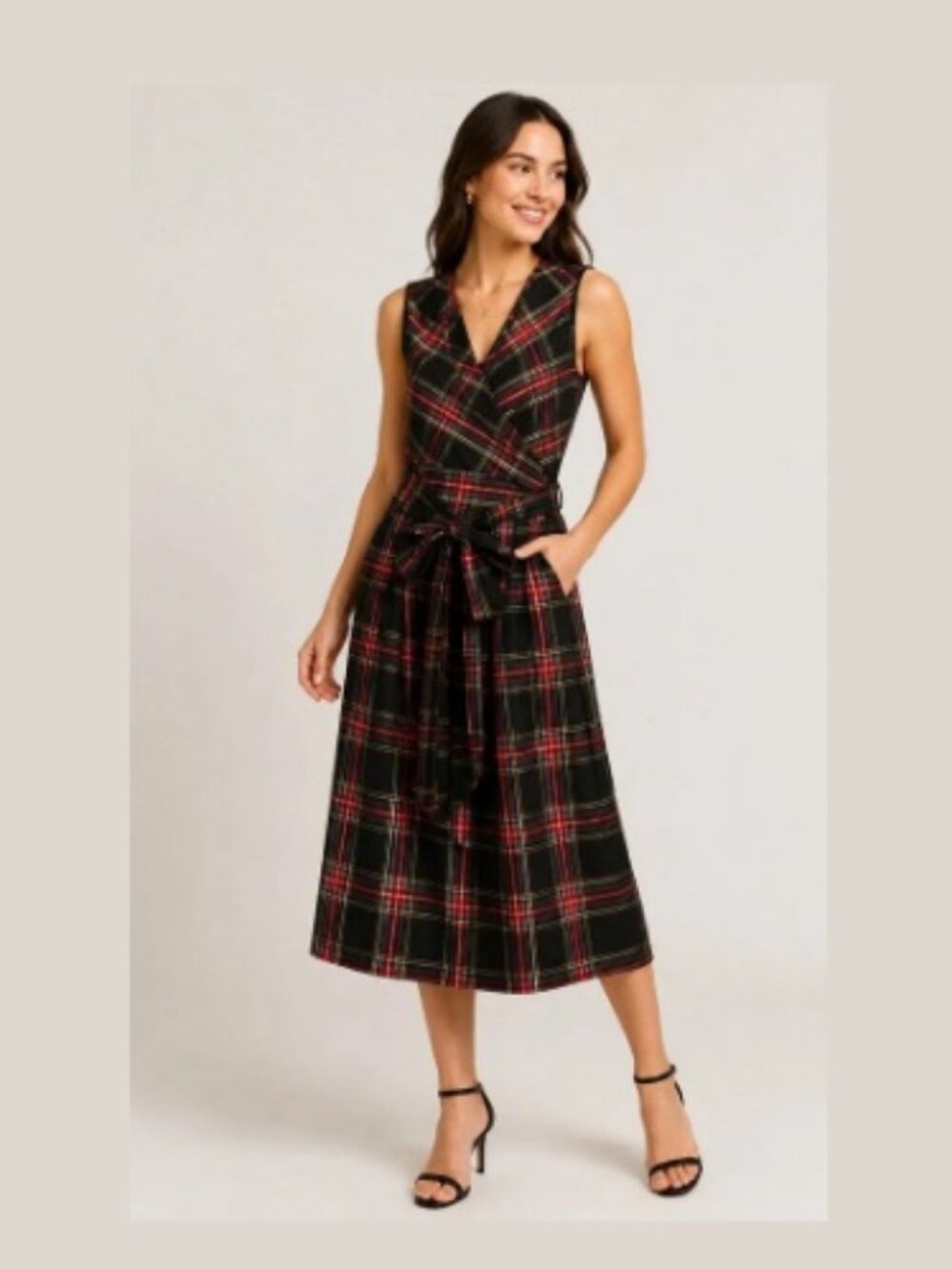 NWT J.Crew Tartan V-Neck Sleeveless Wrap Dress Sz 6
